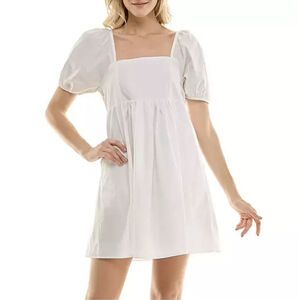 New Draper James Puff Sleeve Mini Babydoll Dress 100% Cotton size Large Smocked